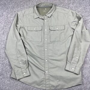 Mountain Hardwear Shirt Mens Large Green Canyon Roll Sleeve Button Up Vented